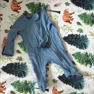 Cloud Island Soft Blue Footies with Long Sleeves and Ribbed Texture